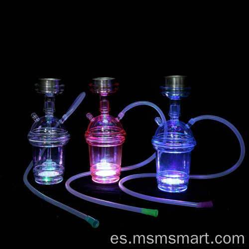 Mini cachimba de plástico con bolsillo shisha led de diseño personalizado más nuevo